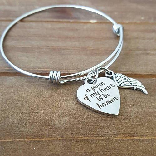 READY TO SHIP A Piece Of my Heart is in Heaven Angel Wing Memorial bracelet