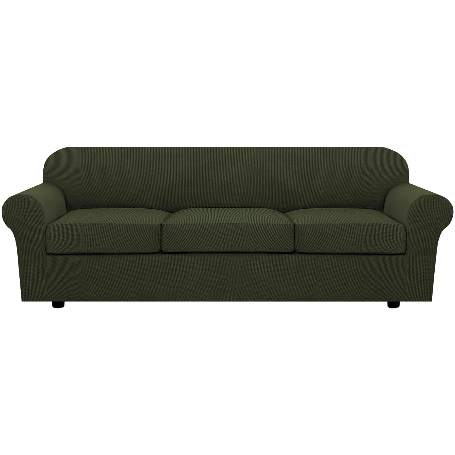 Photo 1 of H.VERSAILTEX 4 Piece Stretch Sofa Covers for 3 Cushion Couch Covers for Living Room Furniture Slipcovers (Base Cover Plus 3 Seat Cushion Covers) Thicker Jacquard Fabric (Large Sofa, Olive)