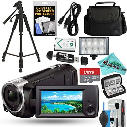 Sony Handycam HDR-CX440 8GB Wi-Fi 1080p HD Video Camera Camcorder with 32GB Card + Case + LED Light + Battery + Tripod + Liquid Deals Cleaning Solution Kit Bundle