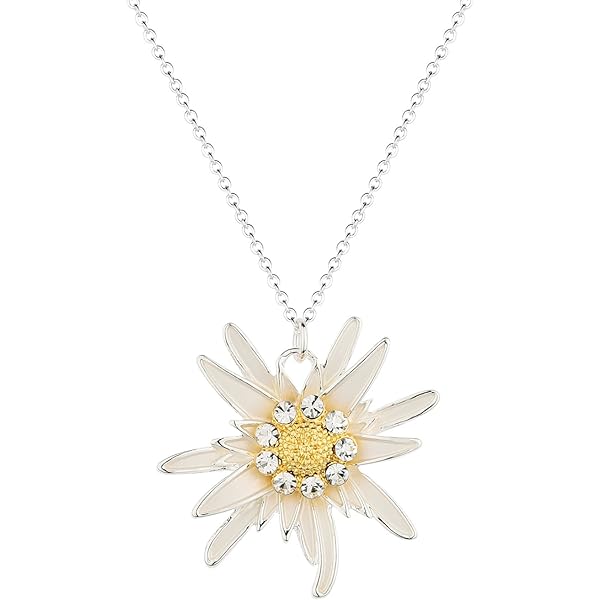 Joyería Bávara Tradicional DIELIANHUA - Set De 3 Piezas (collar, Pendientes Y Anillo) Edelweiss Con Diamantes De Imitación - Para Oktoberfest Y Fiestas