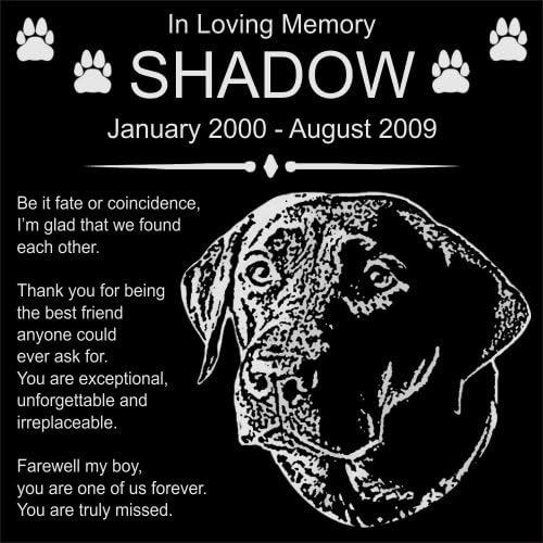 Lazzari Collections Personalized Black Labrador Retriever Pet Memorial 12"x12" Engraved Black Granite Grave Marker Head Stone Plaque SHD1