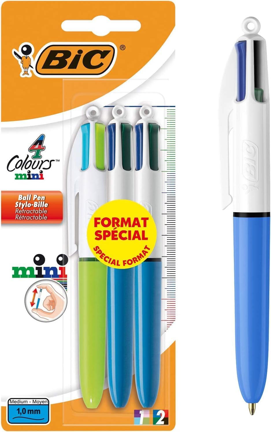 BIC Mini + Mini Fashion Retractable Ballpoint Pen Assorted Colours Pack of 3