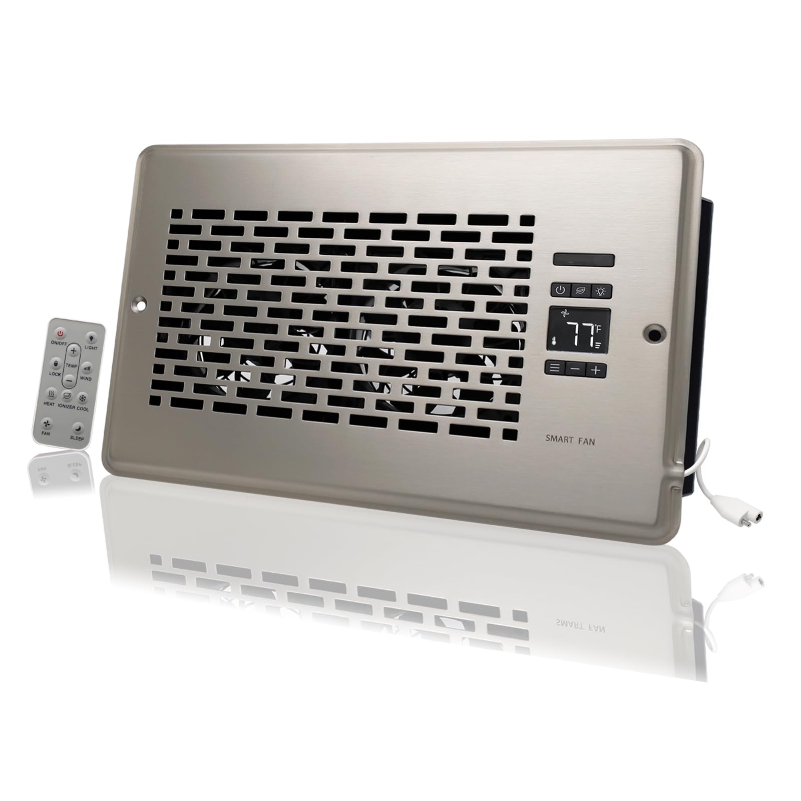 Photo 1 of Howeall 6" x 10" Super Quiet Register Booster Fan - Upgrade Smart Register Vent with Ionizer and Dual Intelligent Thermostat Control - Heating Cooling Vent Fan Booster - Manhattan (Satin Nickel)