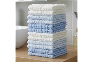 12pcs Cotton Washcloths,12x12 Inch Soft Face Cloths & Bath Towels,Absorbent Gentle Washcloths for Facial Wash
