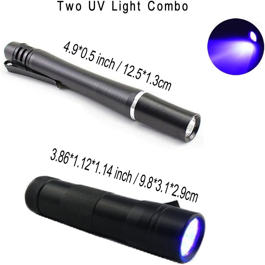 Aventik Two Power Light, One 12 LED Fishing Light + one 395nm Wavelength Fishing Pen Light Fly Tying for Bodies and Wings