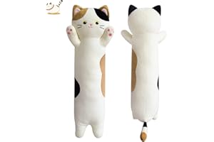 JEROKUMI Long Calico Cat Plush Pillow, 39inch Cartoon Cat Boby Pillow Long Cat Hugging Pillow for Girls, Ctue Long Cat Pillow for Kids, Birthday Christmas