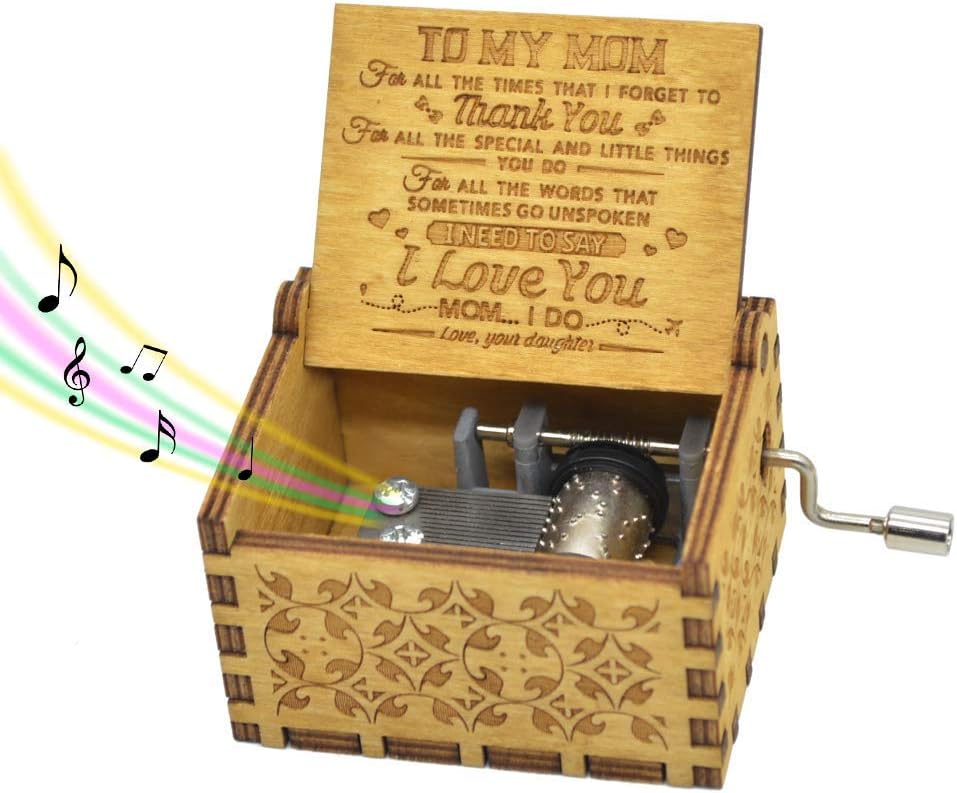 Micteney You are My Sunshine Music box for Mum Mum Music Box Play The Tune You are My Sunshine Unique Gifts for Mom Vintage Engraving Wooden Music Box