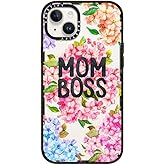 CASETiFY Impact Case for iPhone 14 Plus [Slim / 8.2 ft. 4X Military Grade Drop Protection/Wireless Charging Compatible] - MOM BOSS - Clear Black