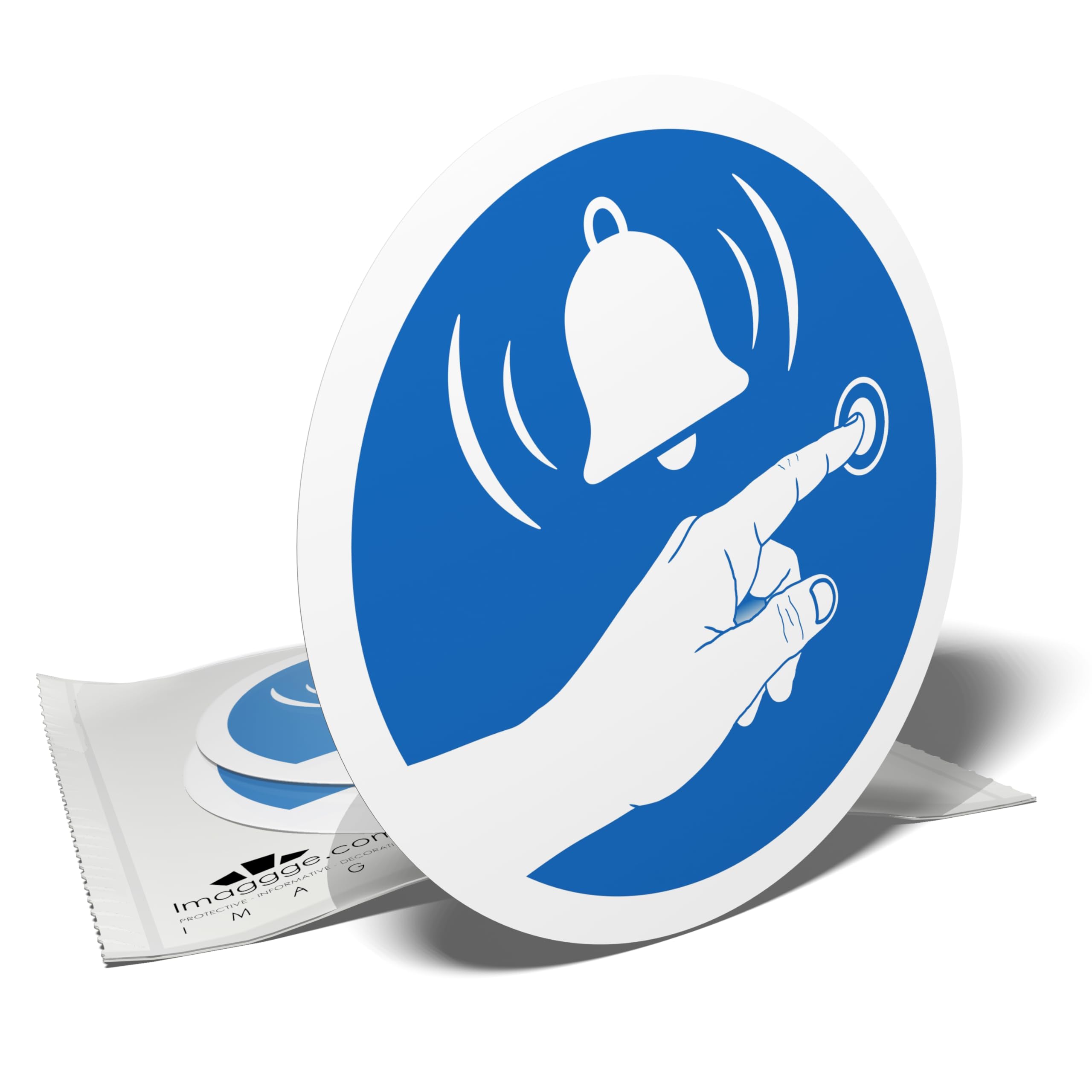 Warning Stickers, Press the Doorbell, Ring Before Enter, 3 Round Stickers, 9.5 cm