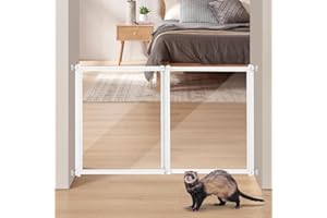 beeNbkks Clear Ferret Gate, Small Pet Barrier for Doorways Hallways Stairs Kitchen, Pressure Mounted Safety Pet Gate for Smal