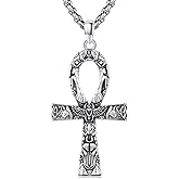 Ankh Necklace Men 925 Sterling Silver Ankh Cross Pendant Necklace Ankh Amulet Egyptian Jewelry Gifts for Women