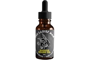 Badass Beard Care Oil For Men - The Ladies Man Scent, 1 oz - All Natural Ingredients, Keeps Beard and Mustache Full, Soft and Healthy