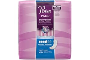 Poise Moderate Absorbency Pads, Regular Length, 20 ct (Pack of 2)