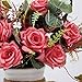 YILIYAJIA Artificial Flowers,Faux Flowers in Vase Decor, Silk Rose Flower Arrangements Fake Bouquets with Ceramics Vase Table Centerpieces Living Dinning Coffee Table Room Kitchen