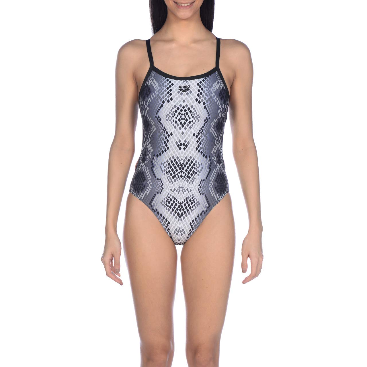 Sand W Challenge Back One Piece Swimsuit Sports Women Snake Skin, womens, 002315, Black-Black, 36