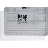The Beadsmith Mini Bead Board, Grey Flocked | 4 Straight Channels, 5 Recessed Compartments, 7.75 x 11.25 inches, Design Boards for Creating Bracelets, Necklaces and More
