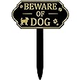 Beware of Dog Sign with Stake for Fence 7.09" x 3.54" Dog Warning Yard Signs for Property Guard Yard Lawn Indoor or Outdoor Use(Stylish Style)
