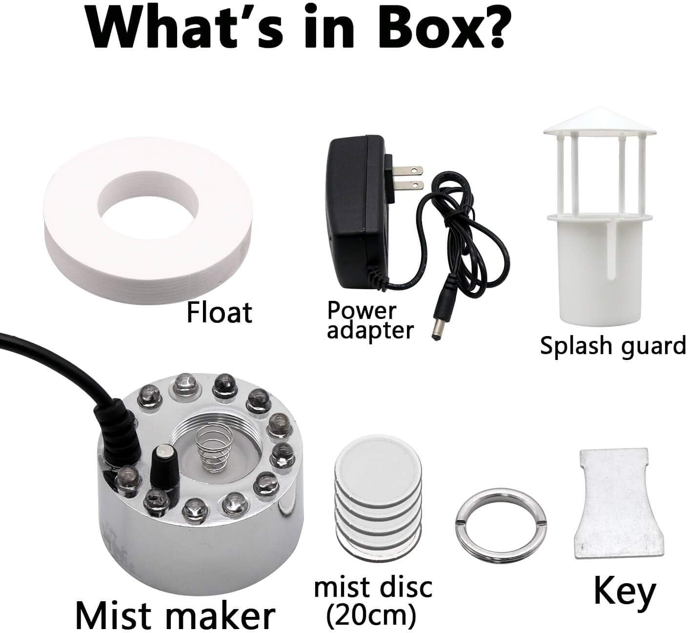 Ultrasonic Mist Maker, Indoor LED Mister Fogger with Light Witch Cauldron Diffuser Fountain Pond Fog Machine Atomizer Bowl Terrarium High Output Humidifier Water Vaporizer with Splash Guard Float Disc: Garden & Outdoor