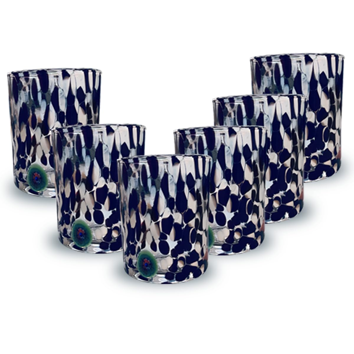 Gocce di Murano Murano Glass 6 Water Glasses, Hand-Blown, Hand-Crafted, Elegant Drinking Cups