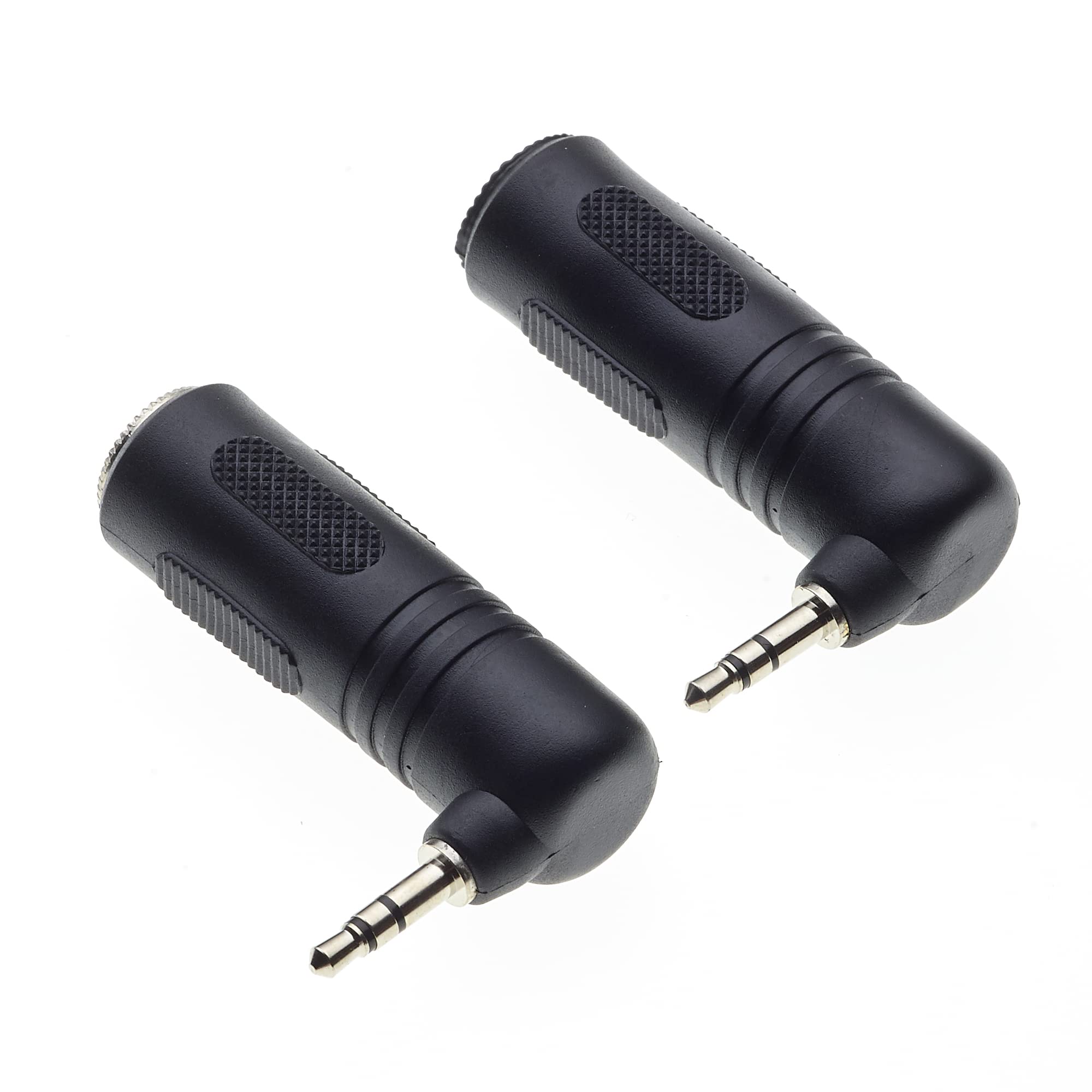 Keple Right Angled 6.35 to 3.5 Audio Adapter, 90 Degree 6.35mm 1/4" Inch Stereo Socket Female to 3.5mm 1/8" Inch Stereo Plug Male, Jack Adaptor, Pack of 2