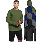 CL convallaria 4 Pack Men's Sun Hoodie UPF 50+ Long Sleeve Fishing Shits UV Protection Hiking Top Rash Guard Lightweight
