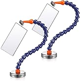 Copkim 2 Pcs Inspection Mirror Kit 17.5 Inches Long 360&deg; Rotation Welding Mirror with Magnetic Base Adjustable Mount for Mechanical Maintenance/Automotive Inspection