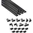 D-Line 157in Cord Hider Kit, Patented Cable Cover, Hide Wires on Wall, Channel for TV Mount Cords, Raceway Wire Hiders, Paintable, Adhesive, Half Round, 10x 0.78in W x 0.39in H x 15.7in L, Black