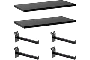 WETOECOTEC Wood Slatwall Shelves, Slat Wall Shelf Slatwall Acccessory for Garage, Home Improvement, Retail Display (2, 16''x8'')