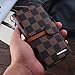RAYTOP iPhone 6s Case Leather Cover for Apple iPhone 6 4.7 Regular Size Kickstand Brown Leather Checker Plaid Striped Magnetic Hand Strap Wristlet Slim Men Guys Gift Classy Decent Business Style New