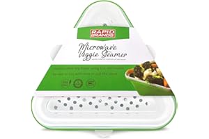 RAPID BRANDS Rapid Veggie Steamer | Microwave Fresh & Frozen Vegetables in Less Than 4 Minutes | Perfect for Dorm, Small Kitchen, or Office | Dishwasher-Safe, Microwaveable, & BPA-Free