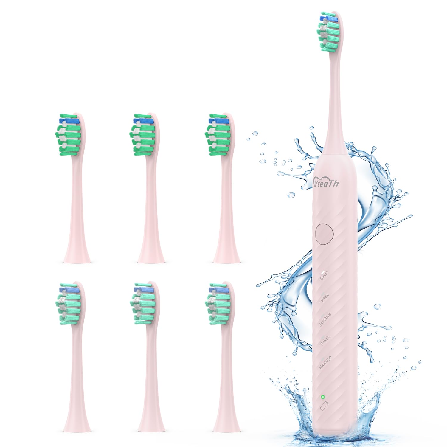 Electric Toothbrush for Adults with 6 Brush Heads - Sonic Electric Toothbrush with Toothbrush Holder and Travel Case, One Charger for 180 Days, Type C Cable