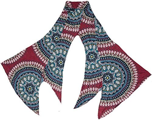 Jedzebel Psychedelic Print Festival Stretch Pants with Funky Bottoms - BC1011-B - (Wine)