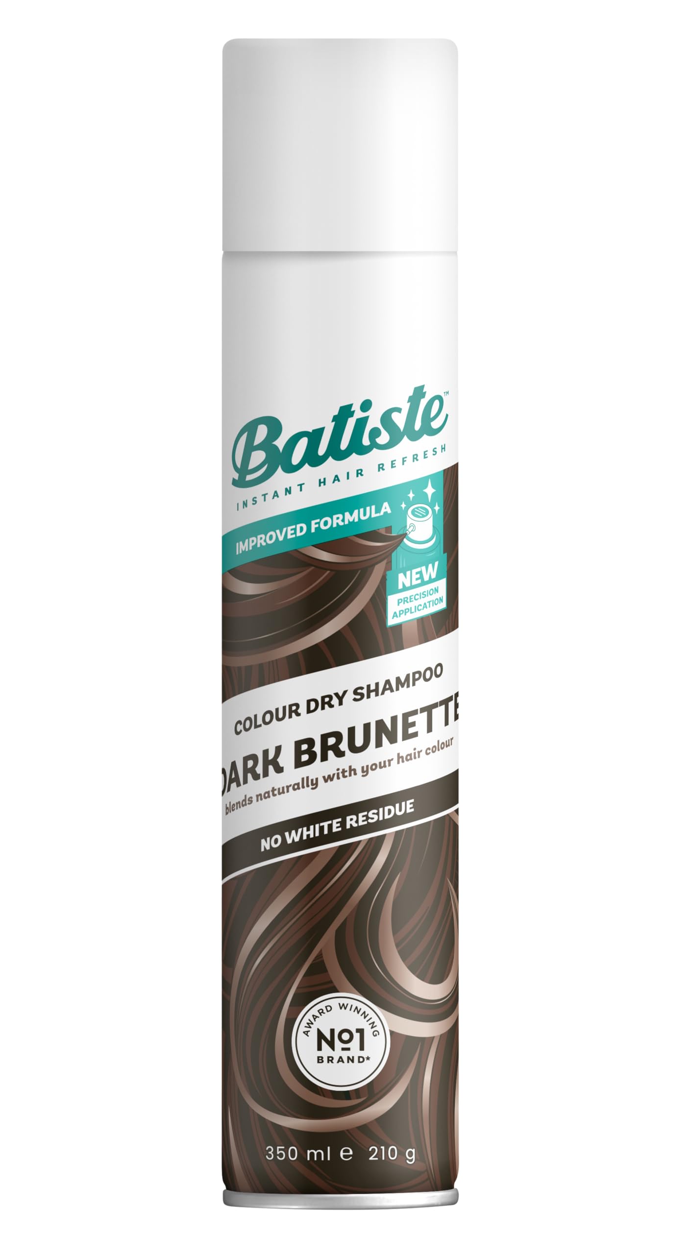 Batiste Dry Shampoo Dark Brunette , Hint of Colour Range, Instantly Refreshes and Revives Dark Hair, Removes Oil, with Targeted Diffuser, Fabulous Look in 4 Steps, No White Residue, No Rinse, 200 ml