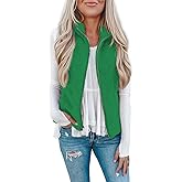 LOMON Womens Fuzzy Sherpa Fleece Jacket Lightweight Vest Cozy Sleeveless Cardigan Zipper Waistcoat Outerwear with Pocket