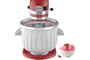 Ice Cream Maker Attachment for Kitchenaid Stand Mixer, 2 Quart Ice Cream Attachment Fits for 4.5Qt and Larger Stand Mixers, Frozen Yogurt, Ice Cream & Sorbet Gelato Maker by InnoMoon