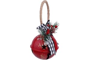 Milisten Christmas Jingle Bells Door Hanger Rustic Iron Star Bell with Bow Pine One Berry Vintage Door Knob Pendant Hanging Ornaments for Xmas Holiday Tree Doorway Decor