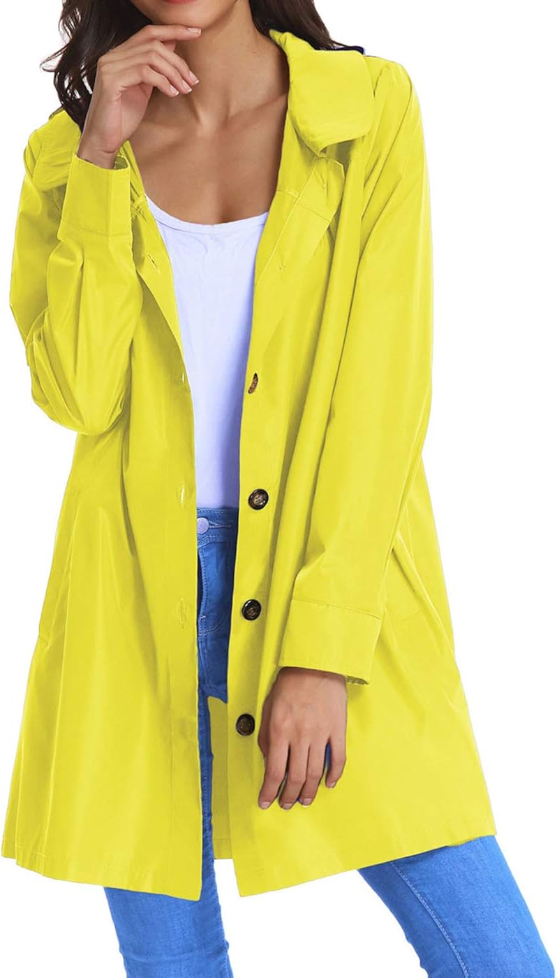 Women's Waterproof Lightweight Rain Jacket Anorak with Hood