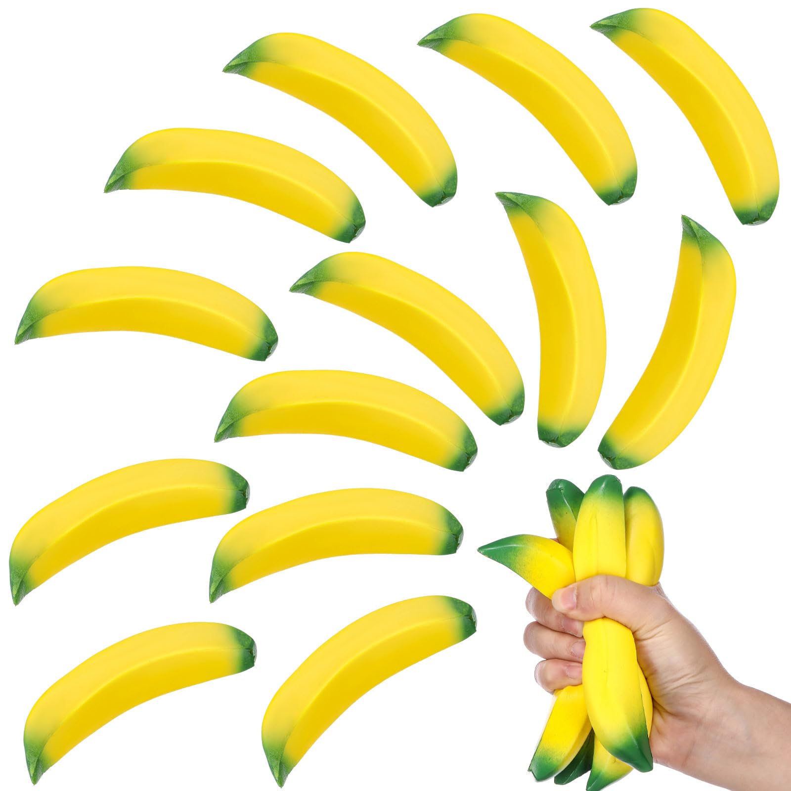 Photo 1 of Kasyat 15 Pcs Banana Stress Toys Banana Stretchy Toys PU Relief Stress Balls Classroom Birthday Xmas Gifts Tiny Party Supplies for Relief Party Favors Bag Fillers(5.51 Inches)