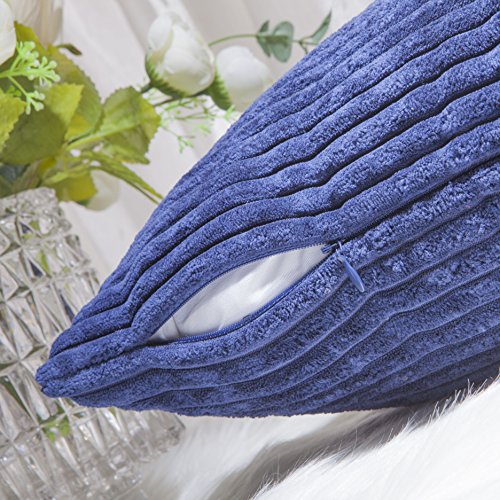 image for Home Brilliant Decorative Plush Striped Velvet Corduroy Oblong Rectang