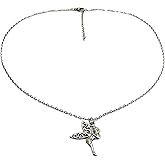 Fairy Pendant Necklace, Silver Stainless Steel Chain, Delicate Dancing Ballet Design, Dainty Charm Jewelry