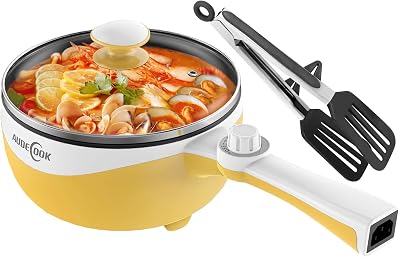 Audecook Mini Electric Hot Pot Skillet 1.7L Nonstick Portable