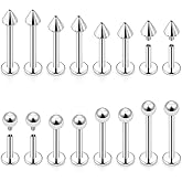 Dyknasz Snake Bite Jewelry Internally Threaded Lip Rings Surgical Steel Labet Piercing Jewelry Tiny Monroe Medusa Lip Jewelry for Women Men 16g Post Length 6mm/8mm/10mm/12mm