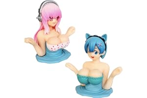 DANUC Car Dashboard Decorations Accessories Interior for Men Women, Bobbleheads for Car Dashboard Decor, Chest Shaking Car Bike Moto Ornaments Anime Beauty Figure Girl Collection Statue