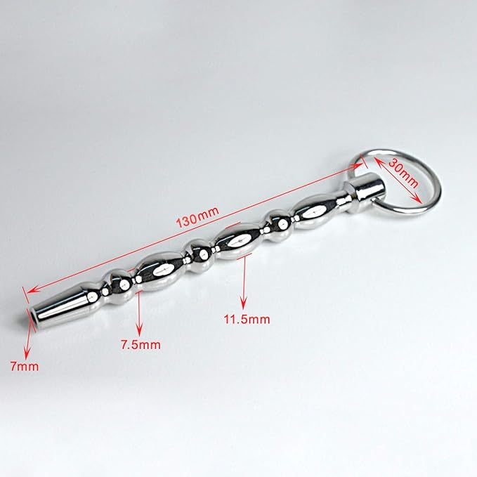 Amazon.com: 130 mm de Largo uretral de cuentas sonidos dilatador pene inserto varilla de Acero inoxidable enchufe del Martillo Macho castidad uretra ...