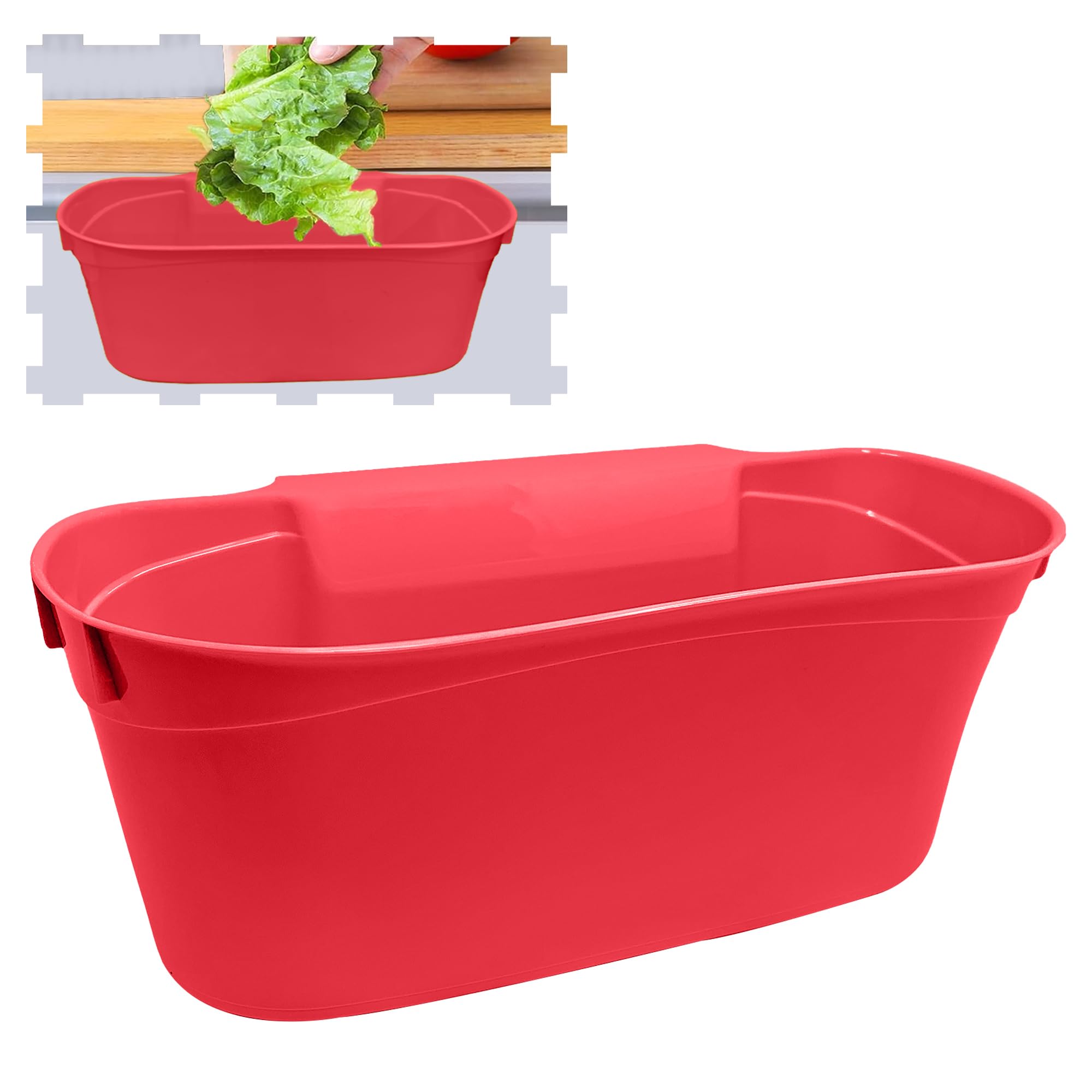 plastific Kitchen over Cabinet Drawer Door Basket Hanging Attach a Trash Waste Bin Box (31 x 17.5 x 13cm) (Fuchsia)