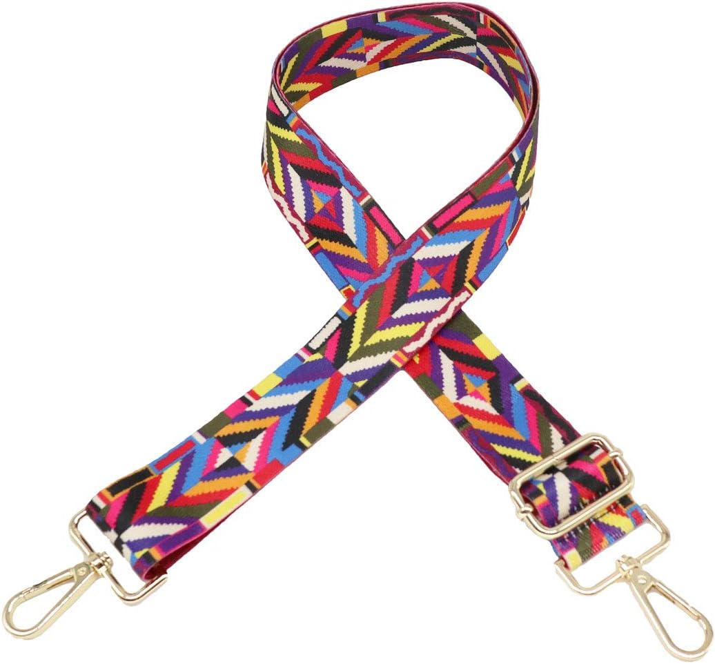 Wide Shoulder Strap Adjustable Replacement Guitar Strap Camera Srtap Nylon Crossbody Strap Removable For Handbag Weekender Bag Colorful Geometric
