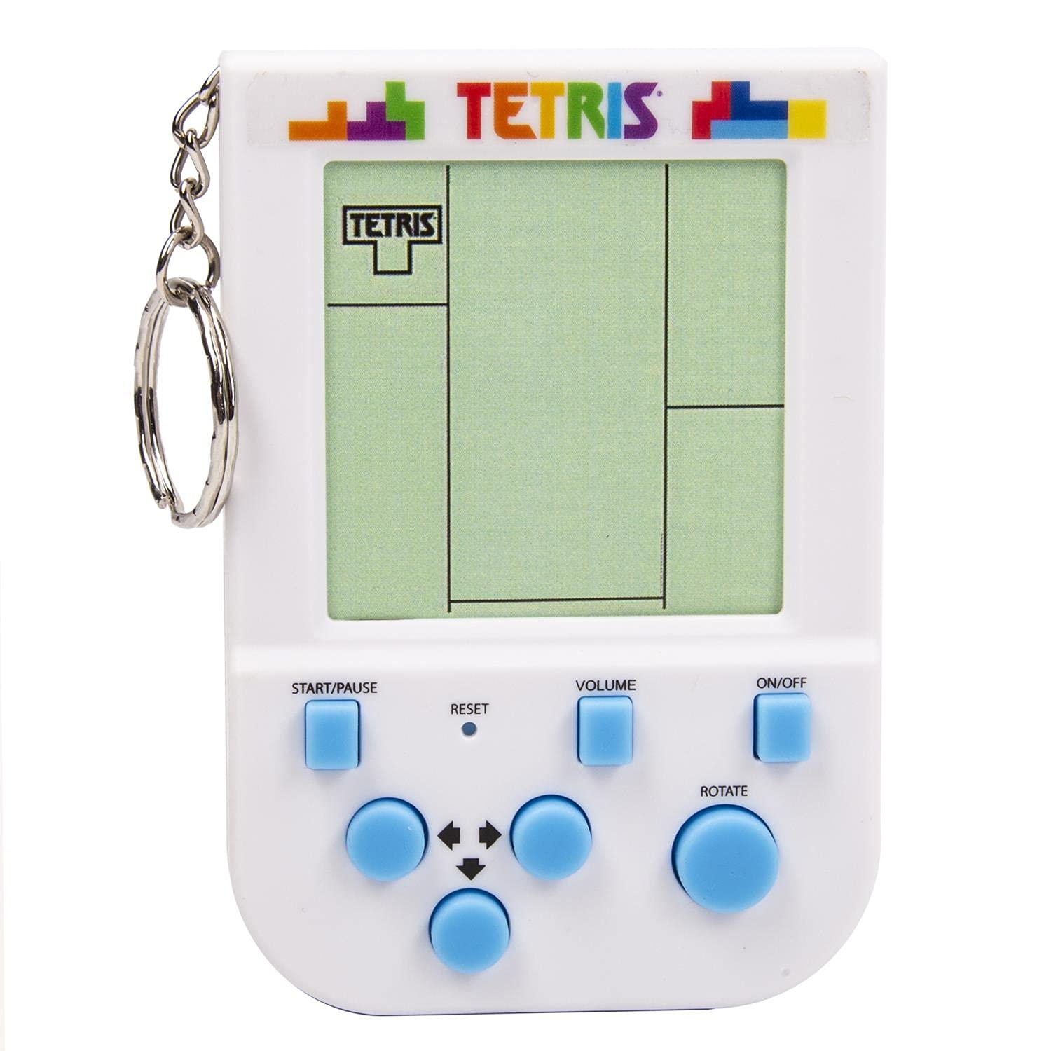 Tetris Keyring Handheld Arcade Game - Retro Mini Portable Handheld Tetris Game for Kids and Adults. Traditional Game Play With 15 Retro Gaming Levels Including Original Tetris Gameplay & Sounds.