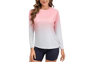 Eteoepo Women's Rash Guard Gradient Rashguard UPF 50+ Sun Protection Long Sleeve Shirts Quick Dry