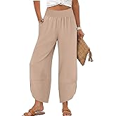 Lepunuo Womens Baggy Wide Leg Pants Summer High Waisted Palazzo Pants Beach Vacation 2026 Casual Trousers with Pockets