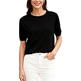Betusline Womens Short Sleeve Cotton Sweaters Casual Crew Neck Pullover Tops Basic Knit Blouse